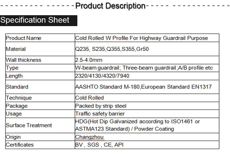 Highway Guardrail Post Z Profile Post for Road Crash Barrier